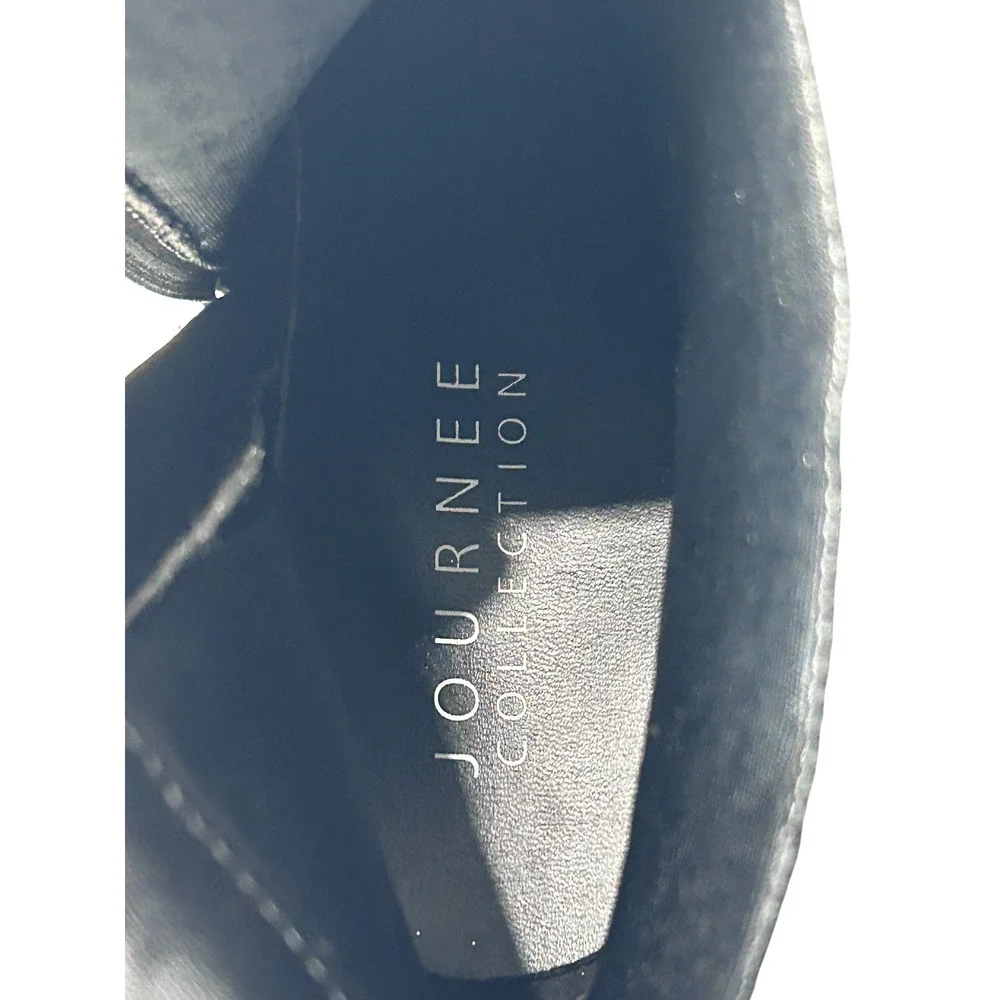 Journee Collection‎ Womens Black Faux Leather Block Heel Ankle Boots Size 9.5M